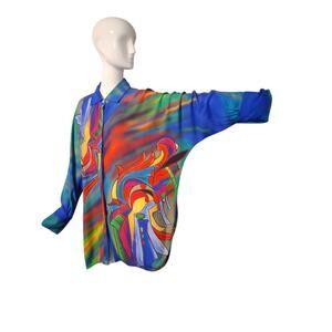 John‎ Mark Art to Wear Women's size XL Oversized Artsy Luxury Colorful Boho Top